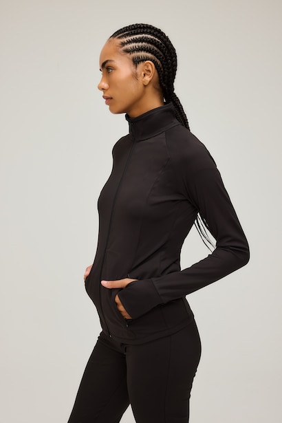 Zip-up Fitted High Neck Cardigan