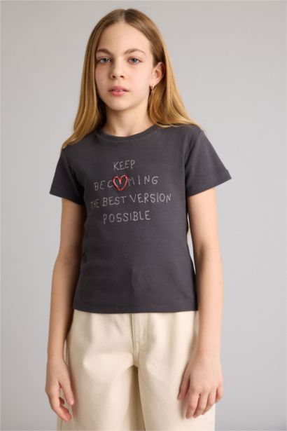 Regular Fit Slogan Short Sleeve T-Shirt