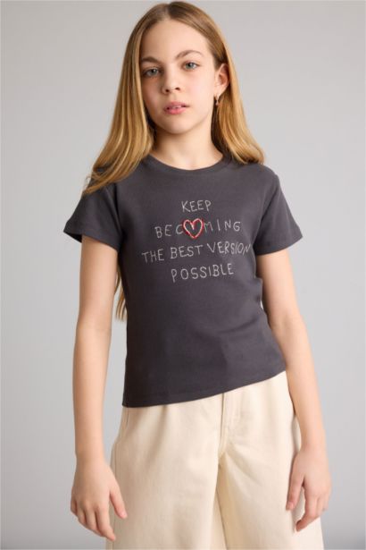 Regular Fit Slogan Short Sleeve T-Shirt