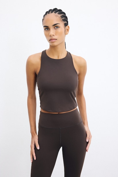 Ultra Soft Medium Support Crew Neck Cropped Sports Bra