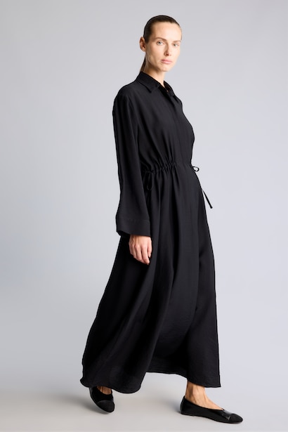 Regular Fit Uzun Kollu Maxi Elbise