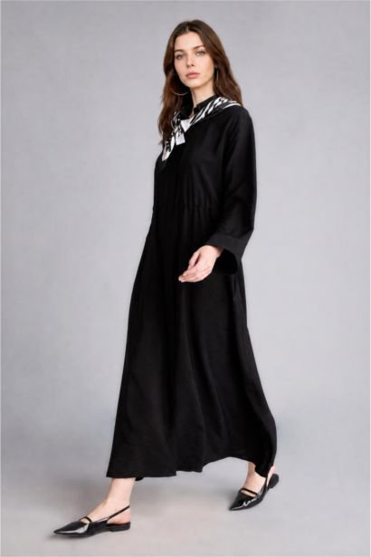 Regular Fit Uzun Kollu Maxi Elbise