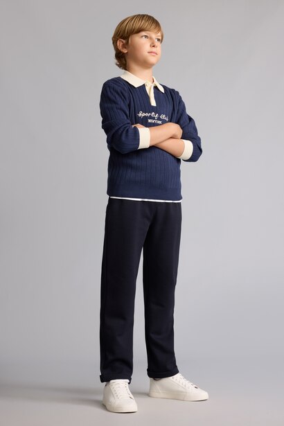 Boy Regular Fit 100% cotton Straight Leg Navy Blue Trousers