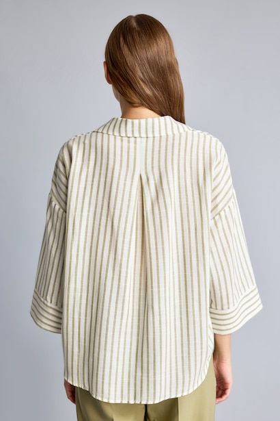 Oversize Fit Linen Look Long Sleeve Shirt