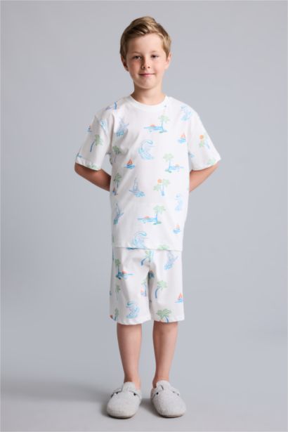 2 piece Regular Fit Printed Knitted Pyjamas