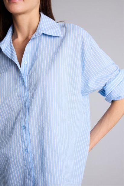 Oversize Çizgili Gömlek