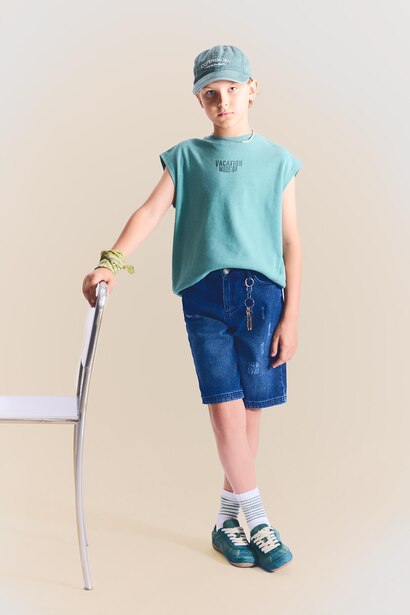 Short en jean Coupe régulière pour garçon