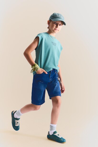 Short en jean Coupe régulière pour garçon