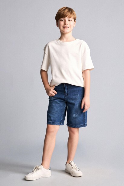 Short en jean Coupe régulière pour garçon
