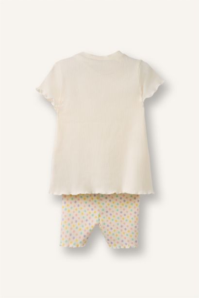 Baby Girl 2 piece Regular Fit Crew Neck Printed T-shirt and Shorts Set