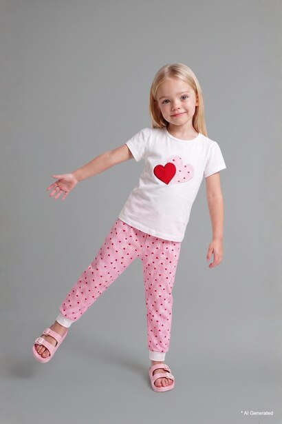 Baby Girl 100% Cotton Regular Fit Printed Polka Dot 2 Piece Pyjama Set