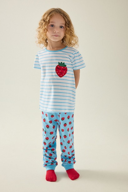 %100 Pamuk Regular Fıt Baskılı 2'li Pijama Takımı Kız Bebek