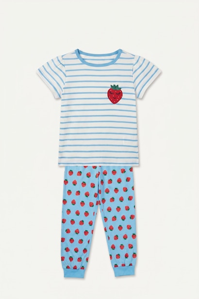 %100 Pamuk Regular Fıt Baskılı 2'li Pijama Takımı Kız Bebek