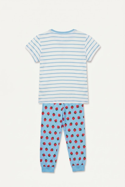 %100 Pamuk Regular Fıt Baskılı 2'li Pijama Takımı Kız Bebek