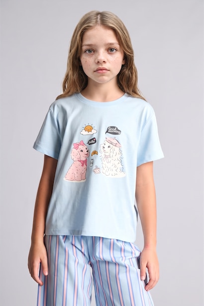 Baskılı Çizgili Regular Fit 2'li Pijama Takımı