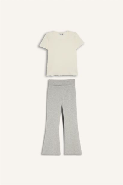 Regular Fıt Ribana 2'li Pijama Takımı Kız Çocuk