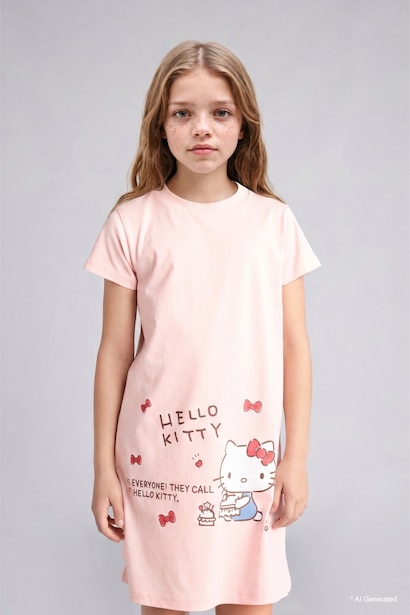 Girl 100% Cotton Hello Kitty Licensed Dress
