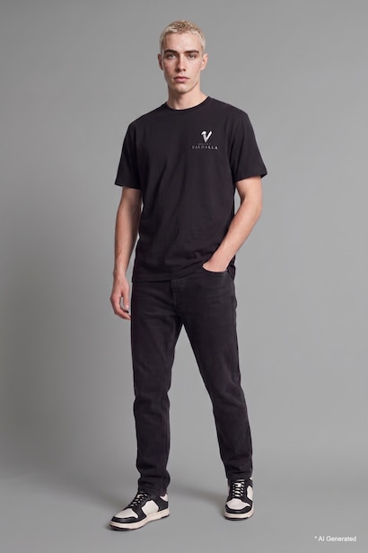%100 Pamuk Boxy Fit Vıkıngs Valhalla Baskılı Tişört