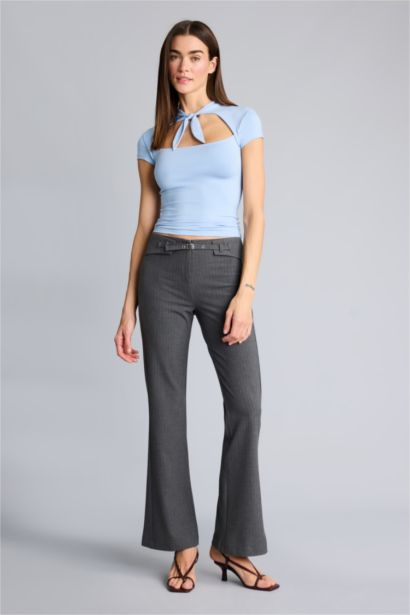 Afra x Defacto Fitted Lace up Blouse