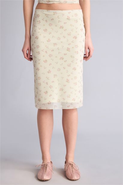 Kalem Floral Tül Etek