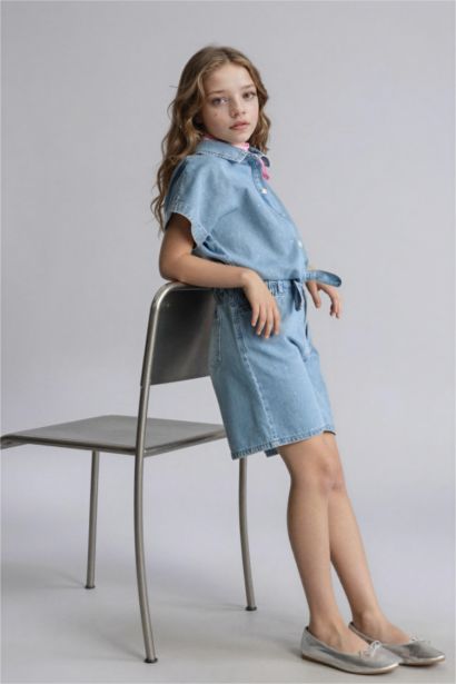 Konforlu Jean Şort Kız Çocuk