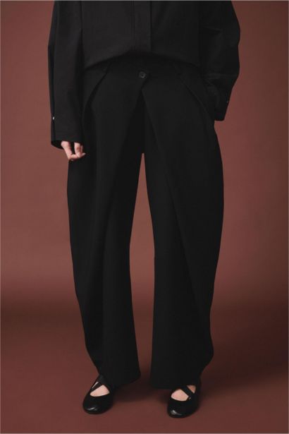 بنطرون قصة مريحة وخصر عالي