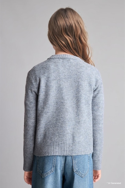 Girl Button-Up Basic Knit Cardigan