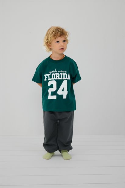 Boy 2 piece Regular Fit Printed T-Shirt and Sweatpants Set