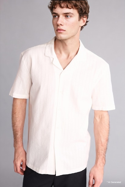 Regular Fit Polo Neck Cotton Shirt