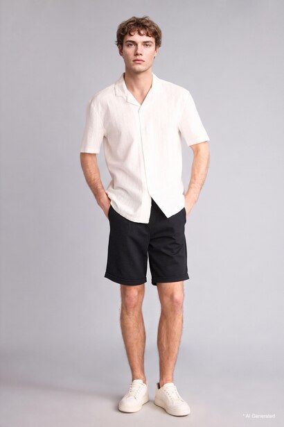 Regular Fit Polo Neck Cotton Shirt