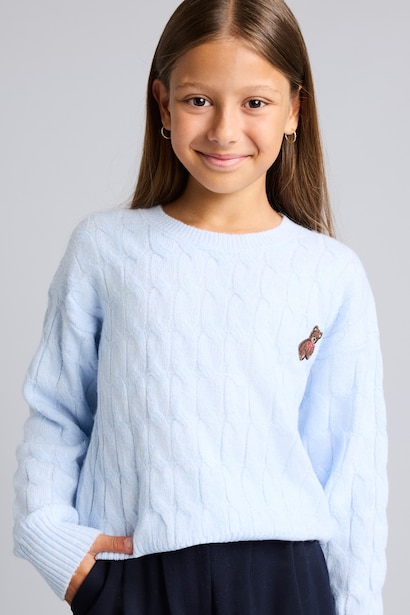 Girl Regular Fit Embroidered Crew Neck Pullover