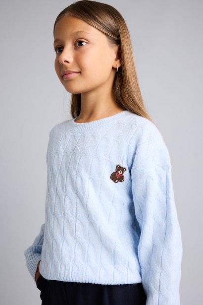 Girl Regular Fit Embroidered Crew Neck Pullover