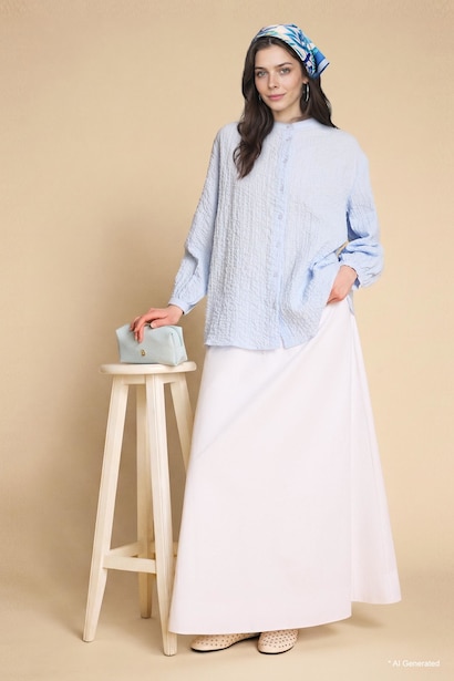 A Cut Poplin Maxi Skirt