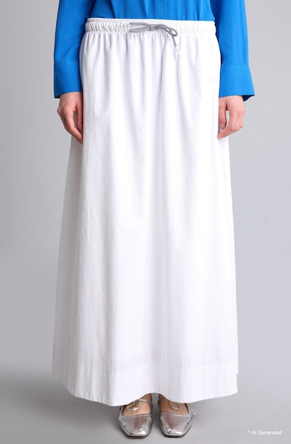 A Cut Poplin Maxi Skirt