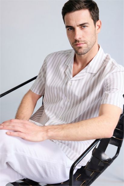 Regular Fit Polo Neck Cotton Shirt