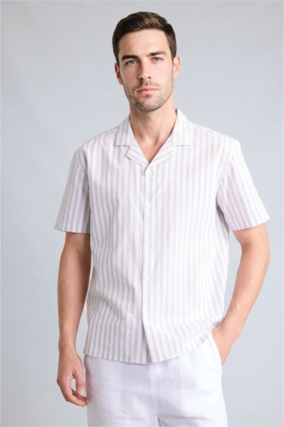Regular Fit Polo Neck Cotton Shirt
