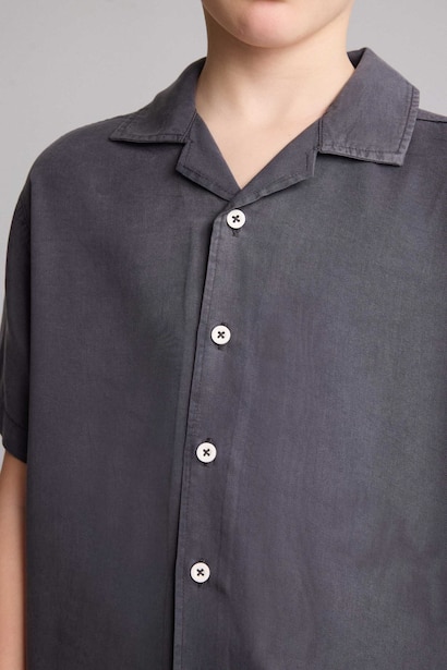 Regular Fit Kısa kollu Akışkan Kumaş Gömlek Erkek Çocuk