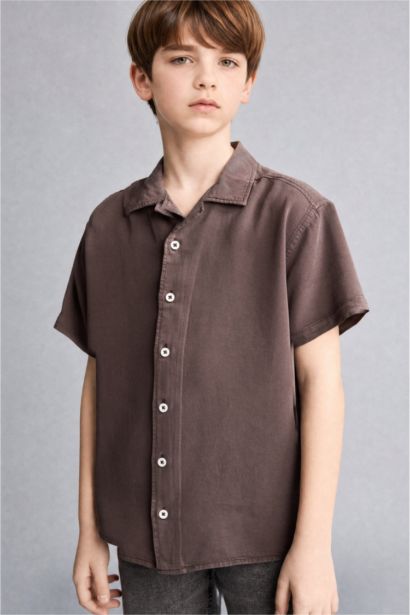 Regular Fit Kısa kollu Tencel Gömlek Erkek Çocuk