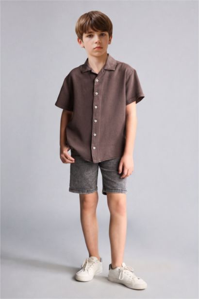 Regular Fit Kısa kollu Tencel Gömlek Erkek Çocuk