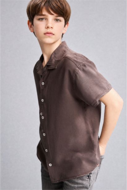 Regular Fit Kısa kollu Tencel Gömlek Erkek Çocuk