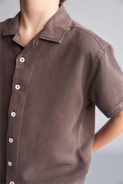 Regular Fit Kısa kollu Tencel Gömlek Erkek Çocuk