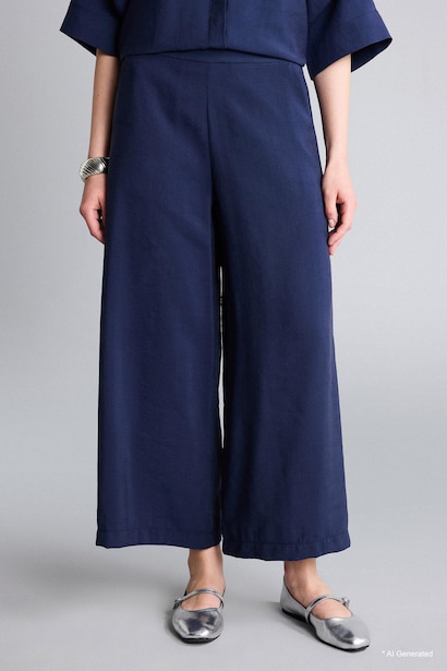 Regular Fit Wide Leg Modal Trousers