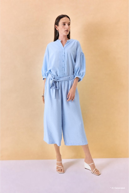 Relax Fit Wide Leg Capri Pants