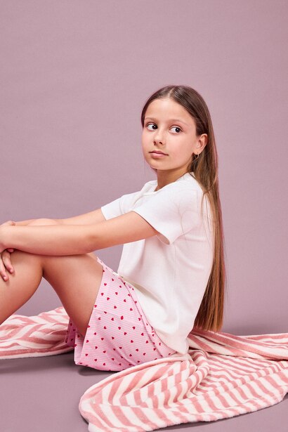 Girl Regular Fit Ribbed T 2 Piece Pyjama Set