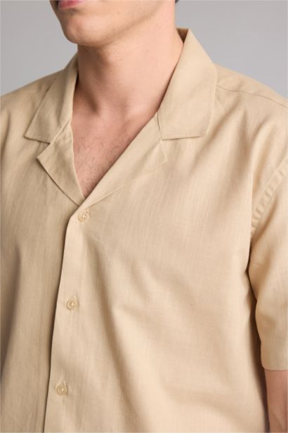 Regular Fit Linen Blended Short Sleeve Shirt