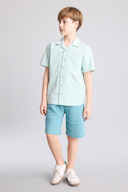 Chemise en popeline à manches courtes pour garçon