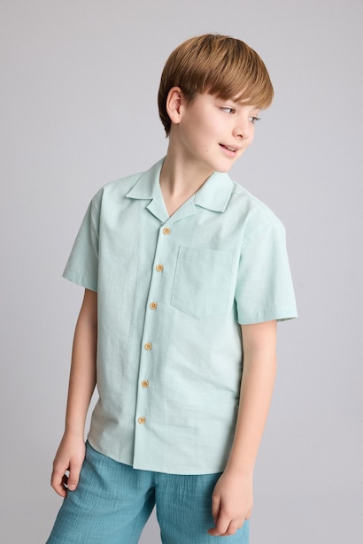 Chemise en popeline à manches courtes pour garçon