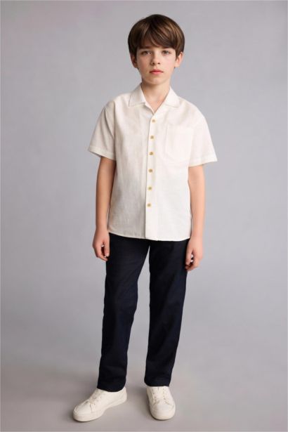 Regular Fit Kısa kollu Poplin Gömlek Erkek Çocuk