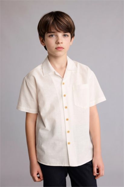 Regular Fit Kısa kollu Poplin Gömlek Erkek Çocuk