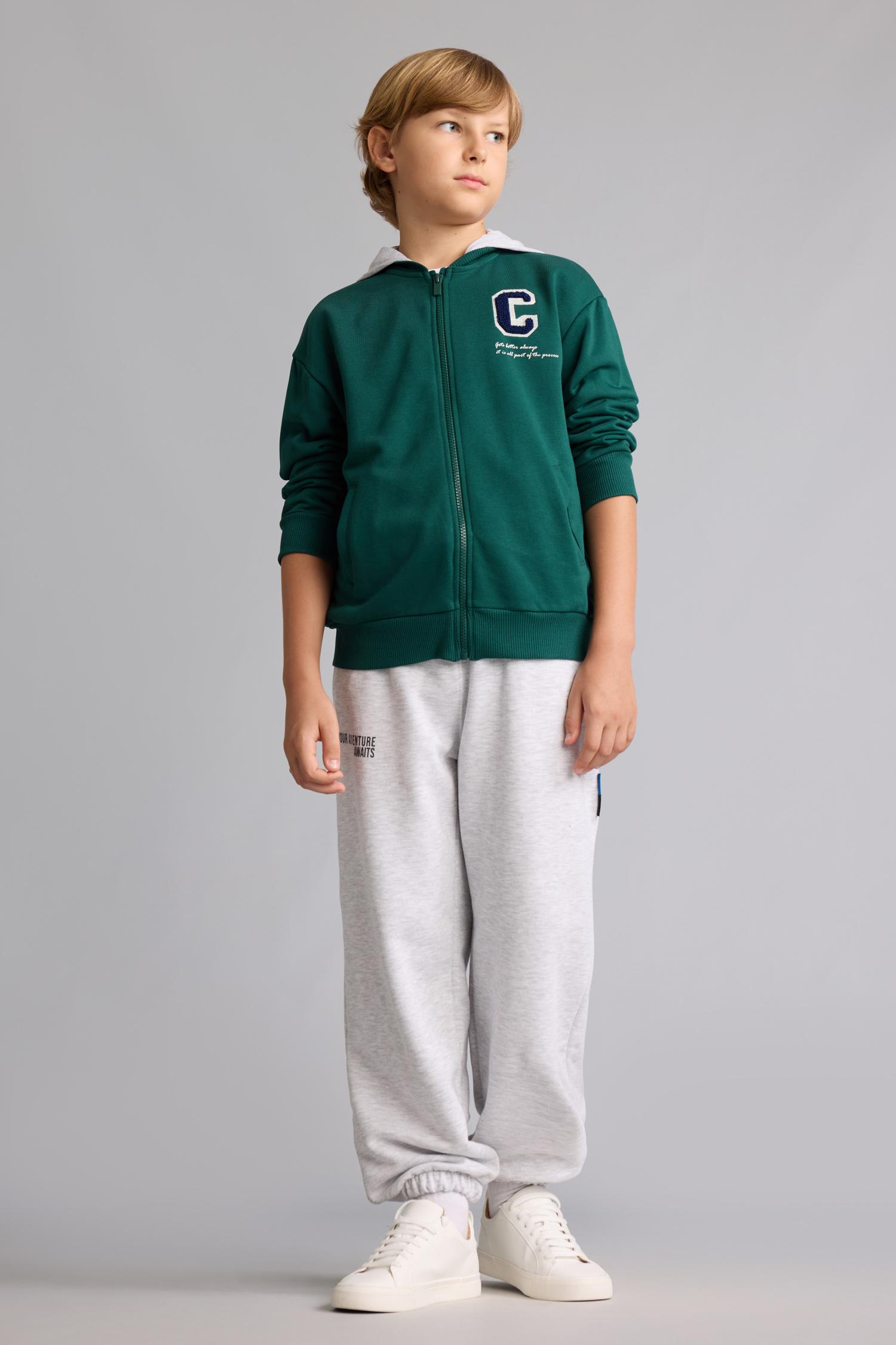 Pantalon de survêtement gris clair chiné oversize imprimé en coton pour garçon